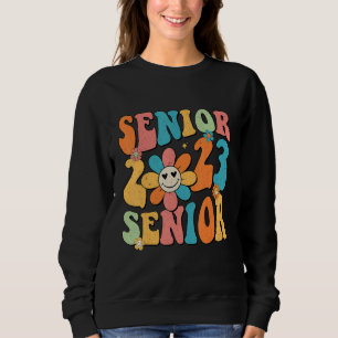 Retro Groovy Proud Mom Senior 2023 Hippie Floral G Sweatshirt