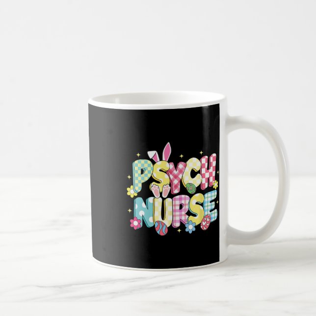 Retro Groovy Psych Nurse Bunny Ear Funny Easter Gi Coffee Mug (Right)