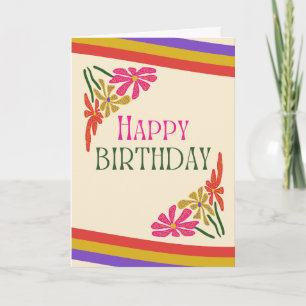 Retro Groovy Psychedelic Flowers Birthday Card