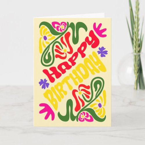Retro Groovy Psychedelic Hippie Flower Birthday