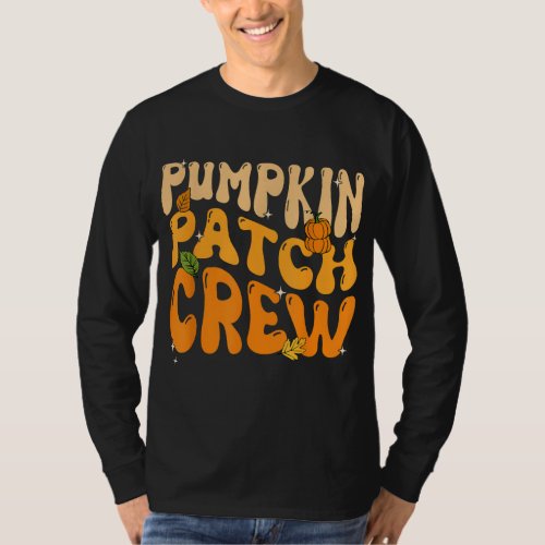 Retro Groovy Pumpkin Patch Crew Thanksgiving Fall  T_Shirt