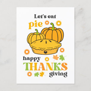 Retro Groovy Pumpkin Pie Thanksgiving Postcard