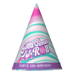 Retro groovy roller disco party hat