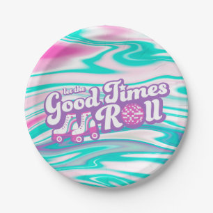 Retro Groovy Roller Disco Party Paper Plates