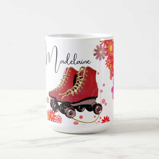 Retro Groovy Roller Skates Colorful   Coffee Mug (Center)