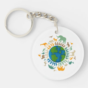Retro Groovy Save Bees Rescue Animals Recycle Fun Keychain