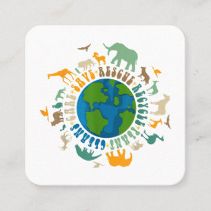 Retro Groovy Save Bees Rescue Animals Recycle Fun Square Business Card