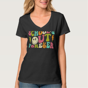 Retro Groovy School's Out Forever Retired Teacher T-Shirt