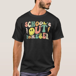 Retro Groovy School's Out Forever Retired Teacher T-Shirt