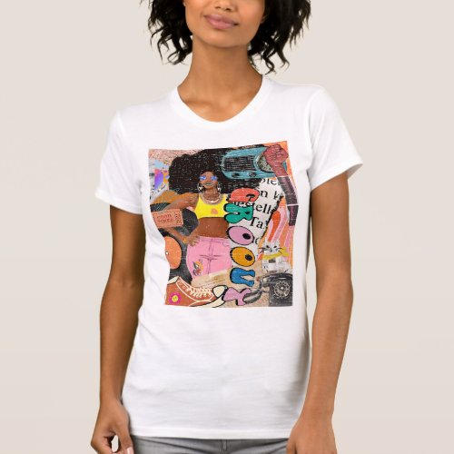Retro Groovy Scrapbook Afro Design T_Shirt