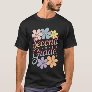 Retro Groovy Second Grade Hello 2nd Grade Teacher T-Shirt