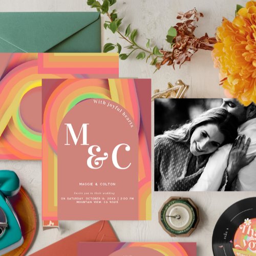 Retro groovy seventies Curvy Lines Save The Date