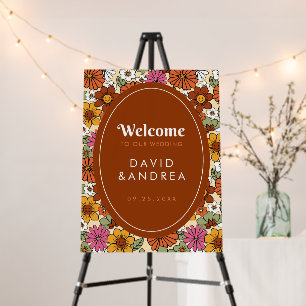 Retro Groovy Seventies Daisy Floral Hippie Wedding Foam Board
