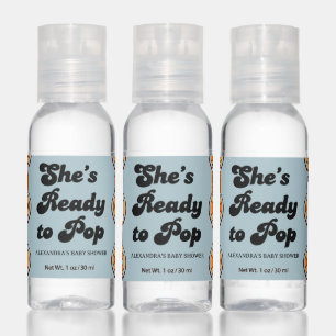 Retro Groovy Shes Ready to Pop Dusty Blue Hand Sanitizer