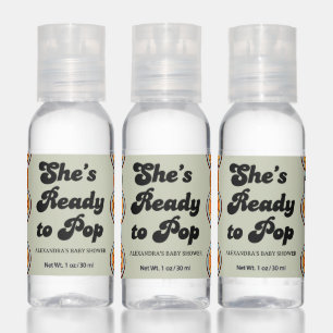 Retro Groovy Shes Ready to Pop Sage Green Hand Sanitizer