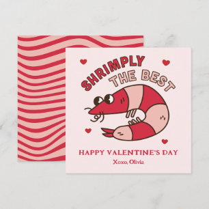 Retro Groovy Shrimply The Best kids Valentine's Note Card