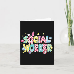 Retro Groovy Social Worker Bunny Ear Funny Easter Card
