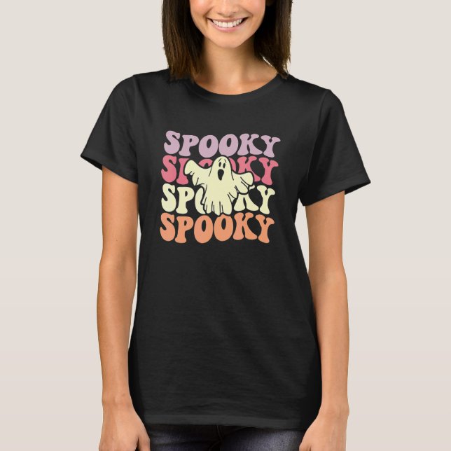 Retro Groovy Spooky Ghost Boo Halloween Costume Sc T-Shirt (Front)