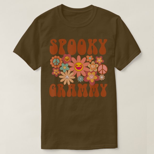 Retro Groovy Spooky Grammy Fall Halloween Thanksgi T-Shirt (Design Front)