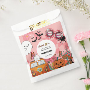Retro Groovy Spooky Halloween birthday thank you Favor Bag