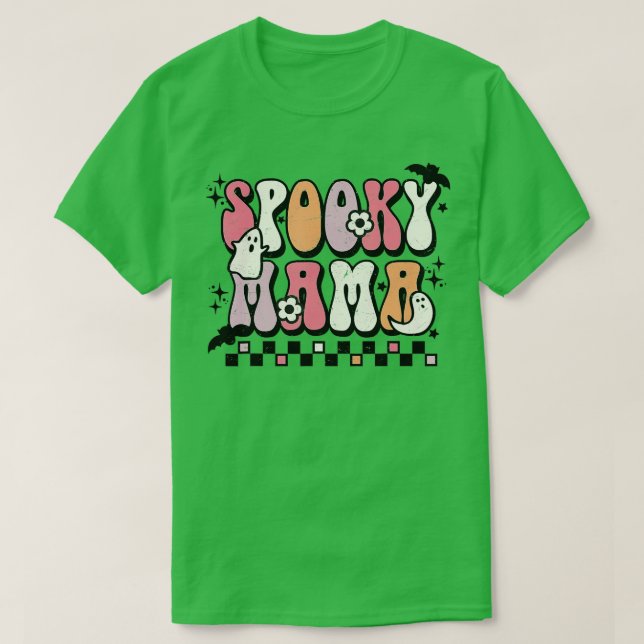 Retro Groovy Spooky Mama Fall Halloween Thanksgivi T-Shirt (Design Front)