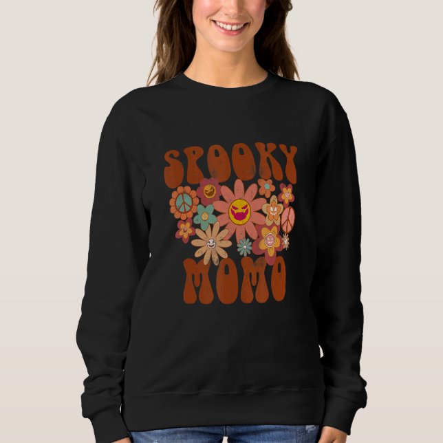 Retro Groovy Spooky Momo Fall Halloween Thanksgivi Sweatshirt (Front)