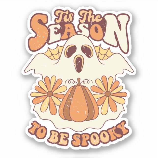 Retro Groovy Spooky Season Halloween Sticker (Front)