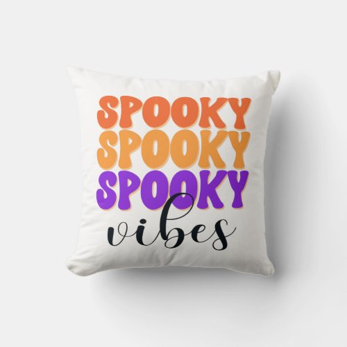 Retro Groovy Spooky Vibes Vintage Halloween Throw Pillow