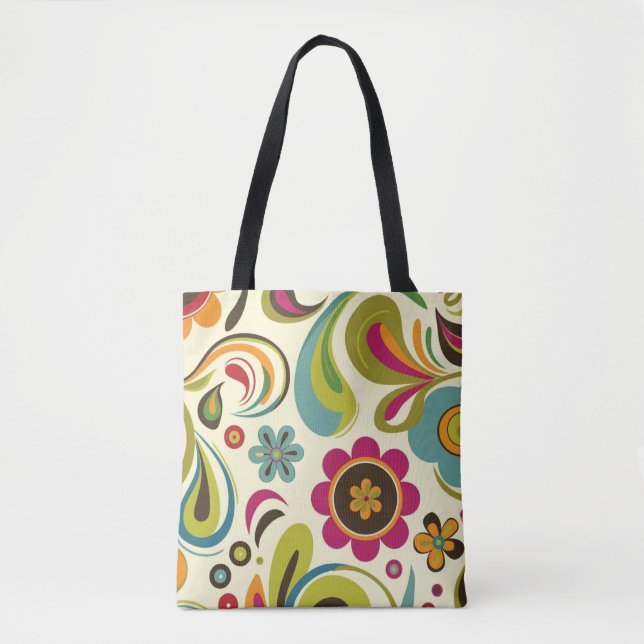 Retro Groovy Spring Pattern Tote Bag (Front)