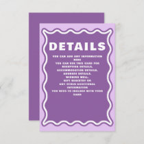 Retro Groovy Squiggle Wavy Curve Purple Wedding   Enclosure Card