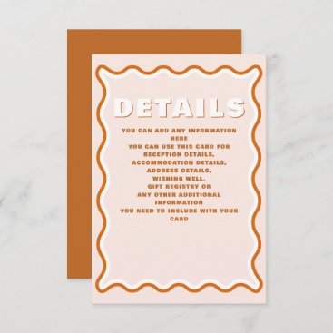 Retro Groovy Squiggle Wavy Terracotta Wedding   Enclosure Card