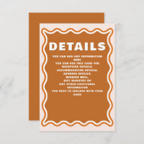 Retro Groovy Squiggle Wavy Terracotta Wedding  Enclosure Card