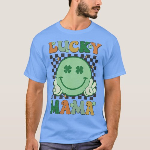 Retro Groovy St Patricks Day Lucky Mama Smile Mom  T_Shirt