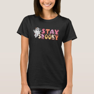 Retro Groovy Stay Spooky Peace Hippie Halloween Fl T-Shirt