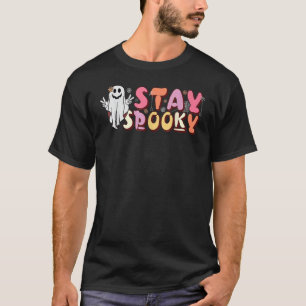 Retro Groovy Stay Spooky Peace Hippie Halloween Fl T-Shirt