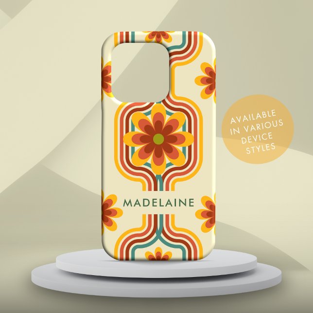 Retro Groovy Stripes Cool Daisy Case-Mate iPhone Case (Creator Uploaded)