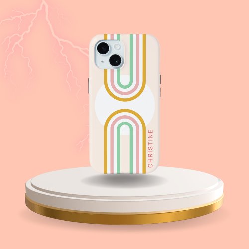 Retro Groovy Stripes Minimal iPhone 15 Case