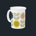 Retro Groovy Summer Flowers Stems Beverage Pitcher<br><div class="desc">This retro groovy flowers seamless pattern brings a joyful mid-century modern vibe to any space, with stylized blooms and leaves arranged in a clean, rhythmic repeat that feels both playful and sophisticated. The design features rounded, flower-power silhouettes and organic shapes inspired by 50s–70s Scandinavian and mid-century wallpapers, making it perfect...</div>