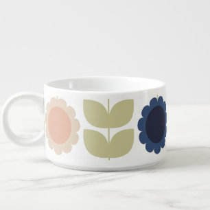 Retro Groovy Summer Flowers Stems Bowl