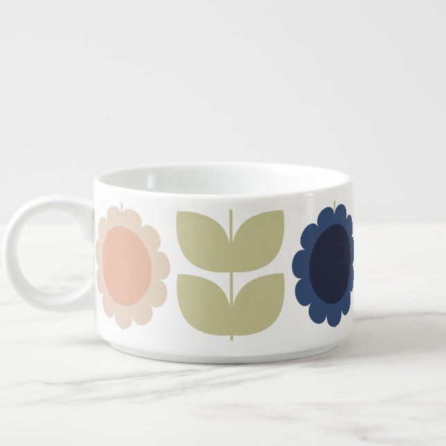 Retro Groovy Summer Flowers Stems Bowl (Right)