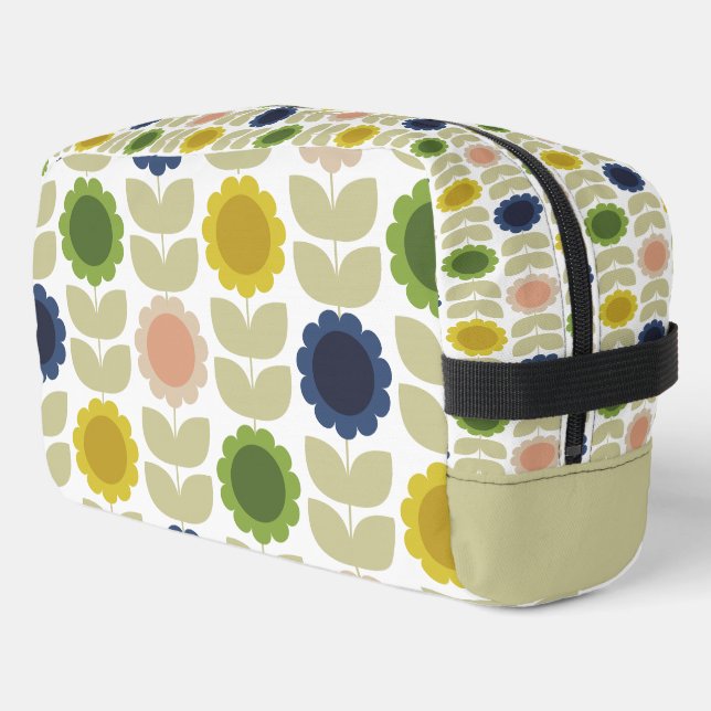 Retro Groovy Summer Flowers Stems Dopp Kit (Left Corner)