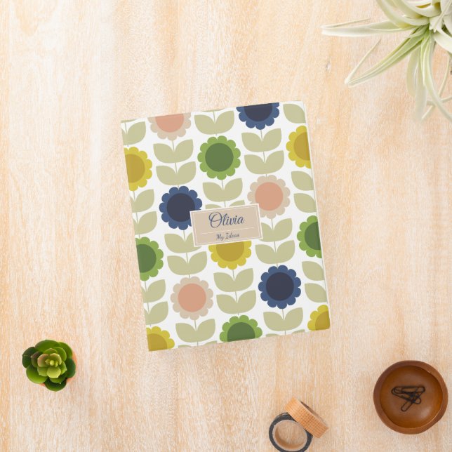 Retro Groovy Summer Flowers Stems Mini Binder (InSitu)
