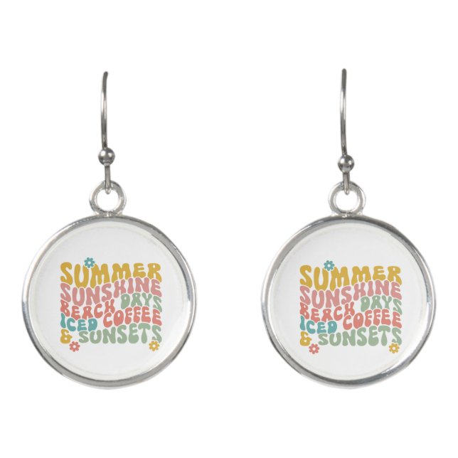 Retro Groovy Summer Pink  Earrings (Front)