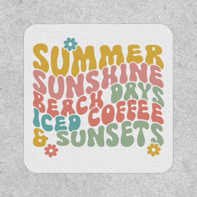 Retro Groovy Summer Pink Monogram Name  Patch (Front)