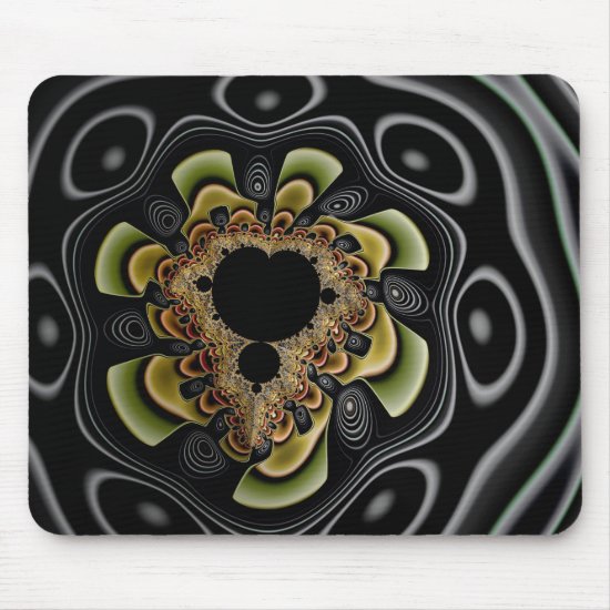 Retro Groovy Sunflower Fractal Abstract Mouse Pad