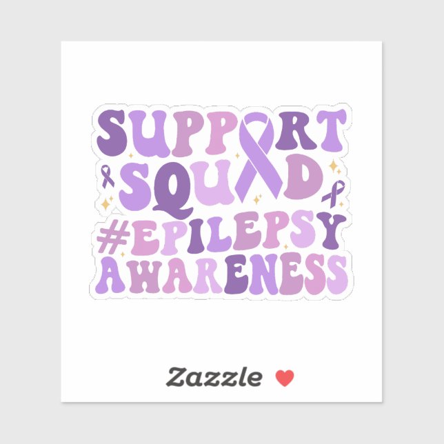 Retro Groovy Support Squad - Purple Epilepsy Aware Sticker (Sheet)