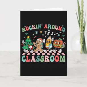 Retro Groovy Teacher Christmas Rockin' Around The  Card
