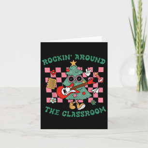Retro Groovy Teacher Christmas Rockin' Around The Card