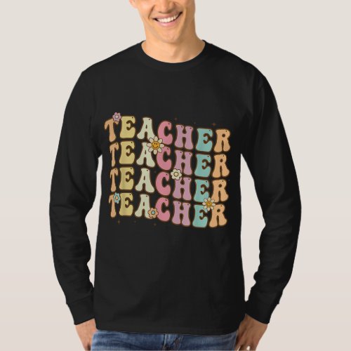 Retro Groovy Teacher Inspirational Colorful Back t T_Shirt
