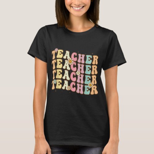 Retro Groovy Teacher Inspirational Colorful Back t T_Shirt